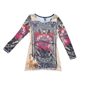 Custo Barcelona Red and Black Long Sleeve Tee